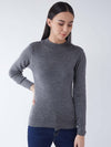 RVK Women Solid Acrylic Pullover Sweater-DGRY