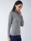 RVK Women Solid Acrylic Pullover Sweater-Grey