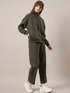 Femea Women Mock Collar Fleece Drop shoulder Track Suit