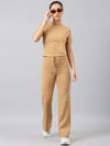 FEMEA Women Ribbed T-shirt with Trousers Co-Ords Set