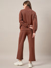 Femea Women Mock Collar Fleece Drop shoulder Track Suit