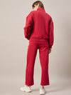 Femea Women Mock Collar Fleece Drop shoulder Track Suit