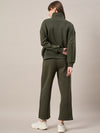 Femea Women Mock Collar Fleece Drop shoulder Track Suit