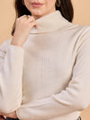 RVK Women Solid Acrylic High Neck Sweater