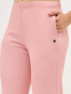 Femea Women Ribbed Polyester Lycra Straight Fit Track Pants