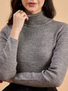 RVK Women Solid Acrylic High Neck Sweater