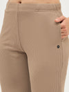 Femea Women Ribbed Polyester Lycra Straight Fit Track Pants