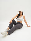 Femea Women Ribbed Polyester Lycra Straight Fit Track Pants