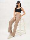 Femea Women Ribbed Polyester Lycra Straight Fit Track Pants