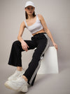 Femea Women solid Wide Leg Track Pants with side taping detail