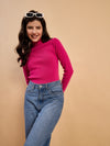 RVK Women Solid Acrylic High Neck Sweater