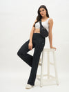 Femea Women Ribbed Polyester Lycra Straight Fit Track Pants