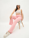 Femea Women Ribbed Polyester Lycra Straight Fit Track Pants