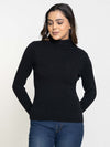 RVK Ribbed High Neck Pullover Sweater-Black