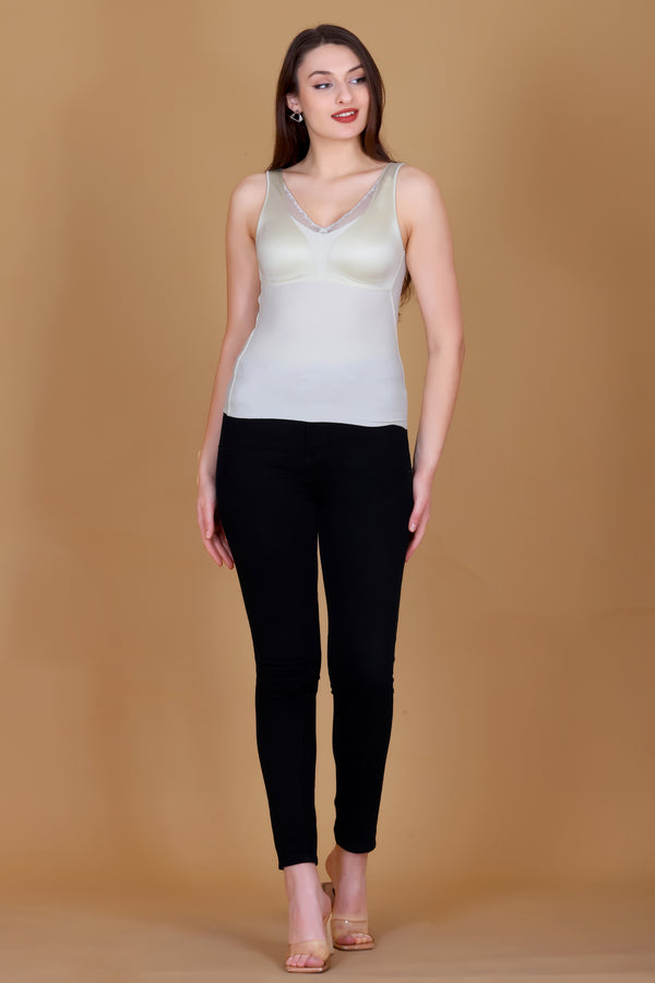 New Satin Brushed Aloe Vera Thermal Vest Outer Lace Women Inner wear