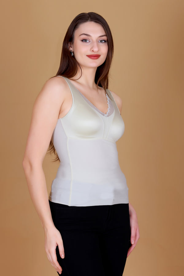 New Satin Brushed Aloe Vera Thermal Vest Outer Lace Women Inner wear