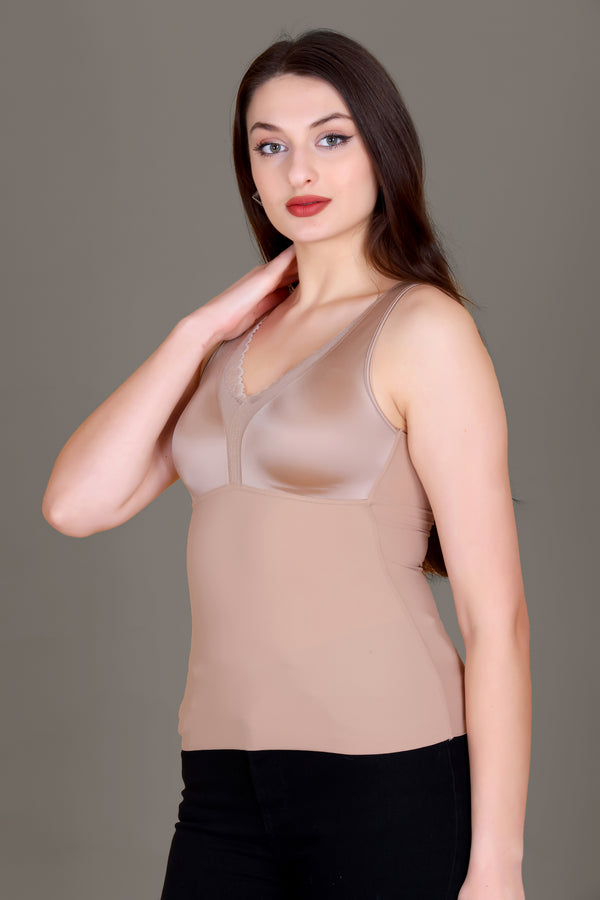 New Satin Brushed Aloe Vera Thermal Vest Outer Lace Women Inner wear